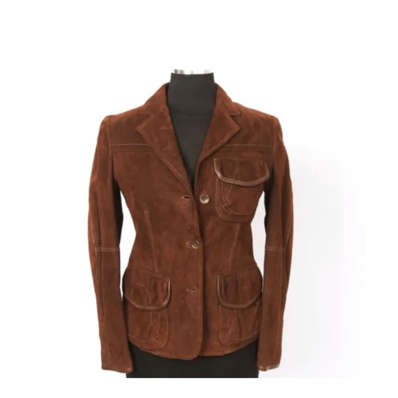 Latini Maria Vittoria Brown Suede “Loro Piana”Cashmere Mix Lined Blazer, NWT’s - Picture 3 of 9